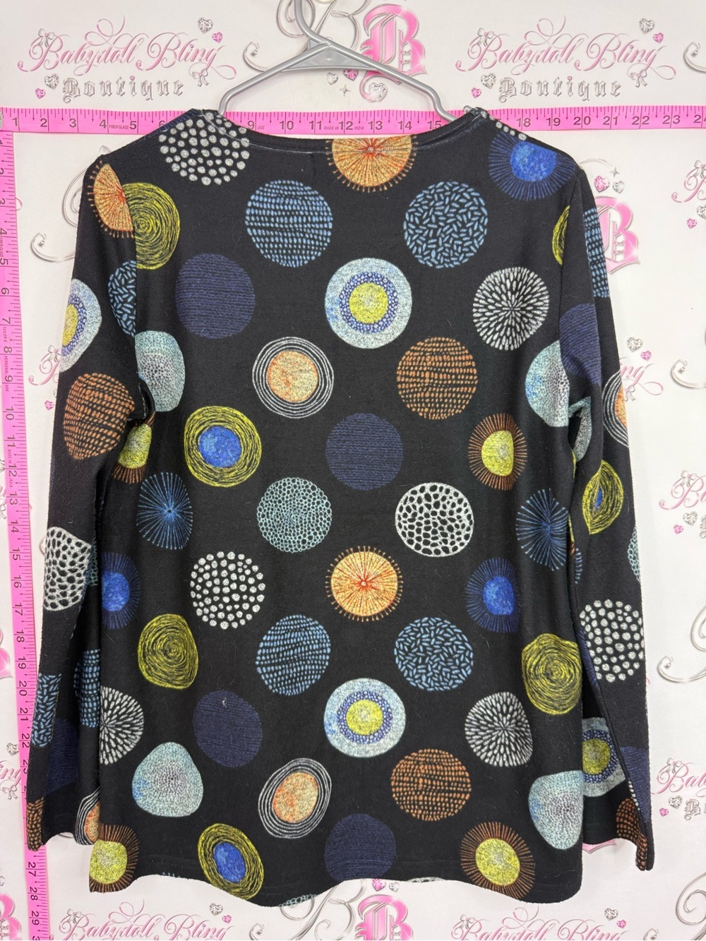 FRILLI EXCHANGE shirt Black Long-Sleeve Dot-Pattern Tee - Picture 2 of 8